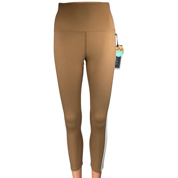 NEW Kyodan Brown White Colorblock Skinny Athletic Leggings Trousers Pants Size M - Picture 2 of 6